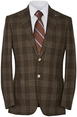 Eidos Napoli By Isaia Tipo Brown Linen Blend Plaid Sportcoat 40 Regular 40R