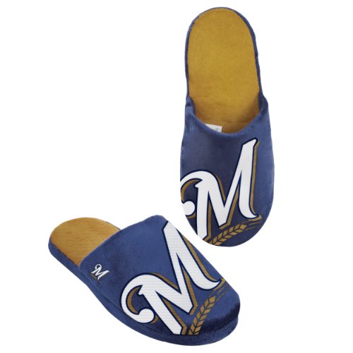 MLB Milwaukee Brewers 2011 Big Logo Slide Slipper Hard Sole Large