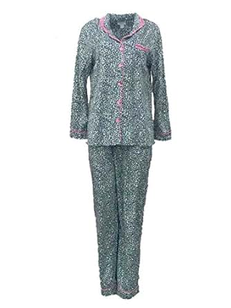 Celestial Dreams Womens Gray Leopard Print Pajamas 2 Piece