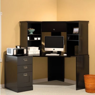 Bush My Space Stockport Corner Computer Desk with Optional Hutch and File Cabinet