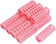 uxcell 12 Pcs Pink Plastic DIY Hair Styling Roller Curlers Clips