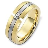 7.5mm Diamond Two-Tone 18 Karat Gold Comfort Fit Wedding Band Ring