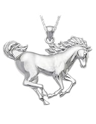 Solid 0.925 Sterling Silver Horse Charm Pendant Necklace