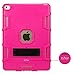 IPAD AIR 2 CASE, E LV iPad Air 2 Case Cover, Hybrid Dual Layer Armor Defender Protective Case Cover with 1 Black Stylus for iPad Air 2 -[BLACK/HOT PINK]