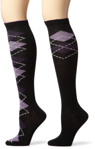 Jessica Simpson Women’s 2 Pair Pack Argyle Knee High Socks, Jet Black, One Size Jessica Simpson Women’s 2 Pair Pack Argyle Knee High Socks, Jet Black, One Size