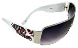 Tattoo King Tiger Aviator Sunglasses Silver Frame Smoke