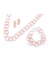Hanfords of London Copper & Sterling Silver Handmade Chain Necklace, Bracelet & Earrings Set