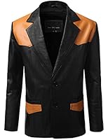 IDARBI Men's 100% Genuine Notch Lapel Two Buttoned Leather Blazer Jacket