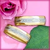 14K Women's 2 Tone Filigree Wedding band