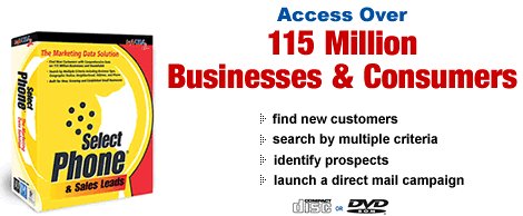 InfoUSA Select Phone Sales Leads, Mailing Lists & Database Software (7-Disc Set)