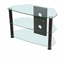 Jual JF003BC Black Legs/Clear Glass LCD TV Stand