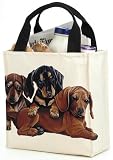 DACHSHUND Puppy Dog Canvas Tote Bag Purse by Leslie Anderson Puppies