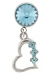 Non-Piercing Belly Button Ring Surgical Steel w/ Swarovski CZ Crystal Set - Open Heart Dangle - Aqua
