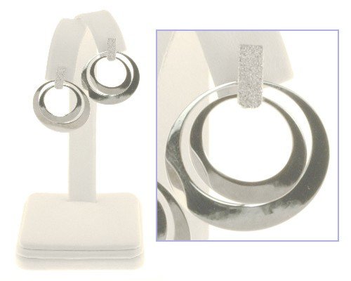 double geometric circle hoop white gold earrings (14K gold)