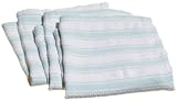 Mahogany Basket Weave Dish Cloth with Color Stripes, Set of 3, Misty Blue