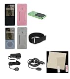 PCMICROSTORE Brand (2nd Generation) Microsoft Zune 4GB 8GB Premium Silicone Skin Case with 14" Adjustable Sports Armband and LCD Screen Shield Protector - Bundled with 12v Rapid Premium Microsoft Zune Car Charger and Microsoft Zune Home Travel Wall AC Adapter Charger - 6 Color Choices