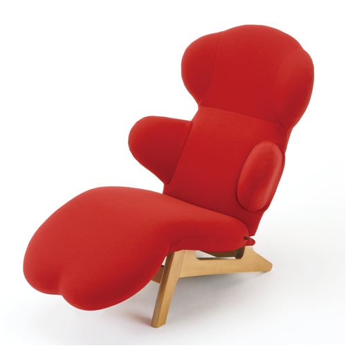 リクライニングチェア　HUG LOUNGE CHAIR-W(ハグラウンジチェア ウッド）：レッド 