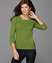 Jones New York Signature Top, Three Quarter Sleeve with Lace Inset