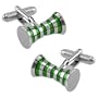Men's Hourglass Tramps Metal Cufflink by Principessa in Silver / Green
