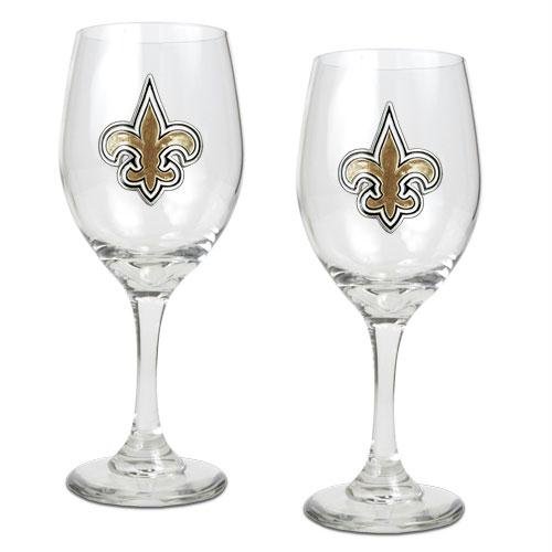 NFL New Orleans Saints 14-Ounce Wine Glass (Set of Two)