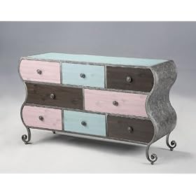 Kids Drawer Dresser with Undulating Side Panels in Multicolored Finish