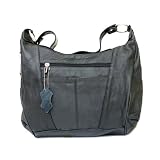 Genuine Cowhide Leather Shoulder Purse with CCW Concealment Pocket (Black)