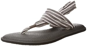 Sanuk Women's Yoga 2 Prints Flip Flop,Charcoal/Natural Stripes,8 M US