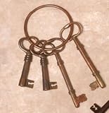 Metal Skeleton Key Ring, copper