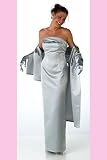 Slinky Satin Sheath Dress with Matching Shawl LOR8816 Color: Silver Size 8 (Meas: Bust: 35, Midriff: 31, Waist: 27, Hips: 38)