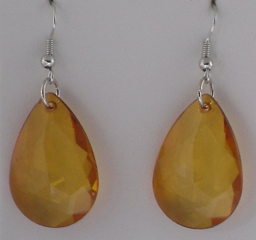 Amber Gem Cut Teardrop Earrings