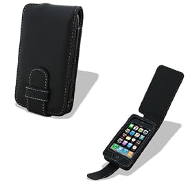 Noir Luxe Black Leather Premium Flip Case for Apple iPhone ( 3G & 3GS Version )