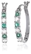 Sterling Silver Created Emerald and Created White Sapphire Hoop Earrings