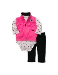 Carters Infant Girls 3-Piece Vest Set - Bright Pink Zebra - 18M