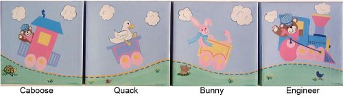 Buddy's Choo Choo by Lois Langford-Galllery Wrapped, Stretched Canvas Oil Painting-each square is 8x8
