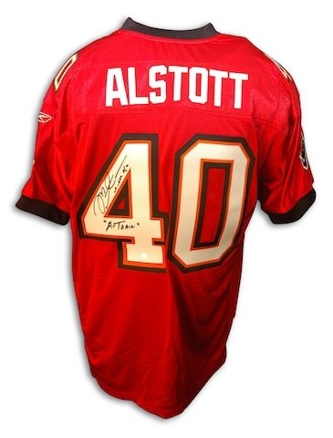 Mike Alstott Autographed/Hand Signed Tampa Bay Buccaneers Reebok Authentic Jersey with A-Train Inscr