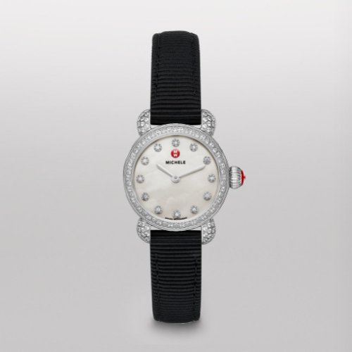 MICHELE CSX26 Pav Diamond Diamond Dial Black Grosgrain