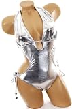 Sexy Trendy Swimwear 2008 Hottest Style Monokini 1 One Piece Solid Silver Lame Tie Side Swimsuit