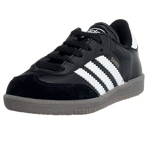 adidas Samba Classic Leather Soccer Shoe (Toddler/Little Kid/Big Kid),Black/Runing White,3.5 M US Big Kid