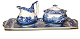 Spode Blue Italian Sugar Creamer 4 Pc Serving Set