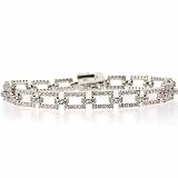 Sterling Silver Simulated Diamond cz Rectangle Link Bracelet