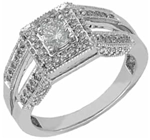 14K White Gold Stylish Pre Set Diamond Engagement Ring