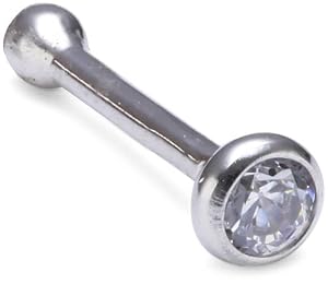 Amor 89074 - Piercing de mujer de plata de ley con 1 circonita, 1 cm
