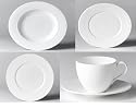 Gordon Ramsay tableware by Royal Doulton. Dining in boxed set. Set of 4's of white bone china teacups & saucers, 30.5cm plates, 16,5cm plates, rim soup bowls