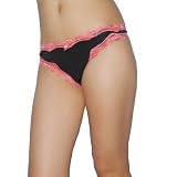 Ladies La Vie En Rose Sexy Lace Stretch Hipster Brief Panties Underwear - Black & Pink