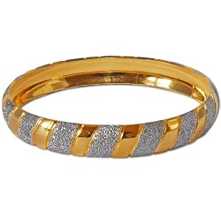 Gold and Rodium Plated Bangle Bracelets Costume Jewelry in Indian-Style 2.5 inches