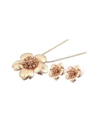 Nickel Free Sterling Silver Pendant & Earring Sets 14K Gold Plated Flower Set Necklace