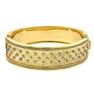 18k Yellow Gold Fancy Design 0.65ct Diamond Bangle - 7 Inch