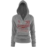 NCAA Oklahoma Sooners Ladies Ash Rugby Distressed Deep V-neck Hoody Sweatshirt