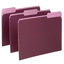 Pendaflex 1521/3BUR Pendaflex 2-Tone File Folders, 1/3 Cut, Top Tab, Letter, Light Burgundy, 100/Bx