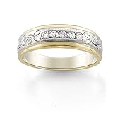 14K Two-Tone Gold Diamond Wedding Band Duo - Gent's Ring